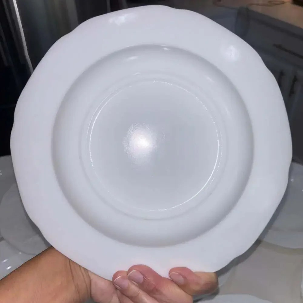Vintage Indiana Glass Colony Harvest Grape White Milk Glass Dinner Plates (12)